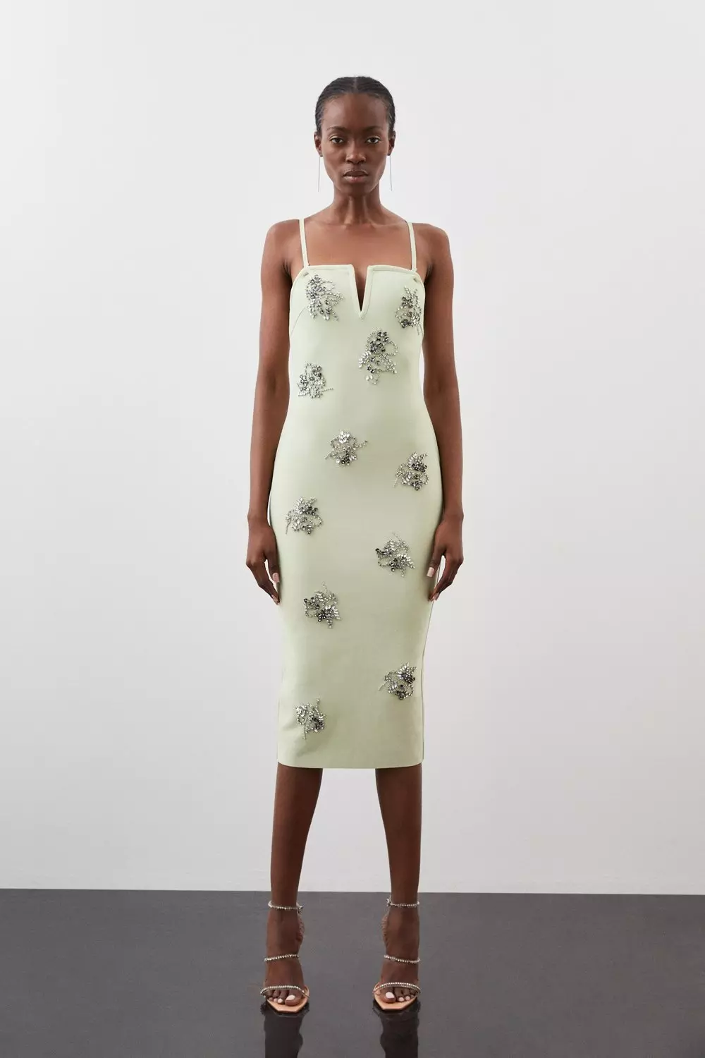 Figure Form Bandage Embellished Bandeau Knit Midi Dress Karen Millen