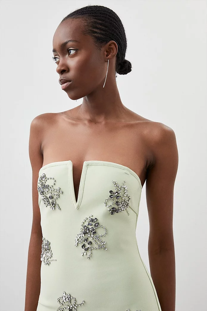 Figure Form Bandage Embellished Bandeau Knit Midi Dress Figure Form Bandage Embellished Bandeau Knit Midi Dress