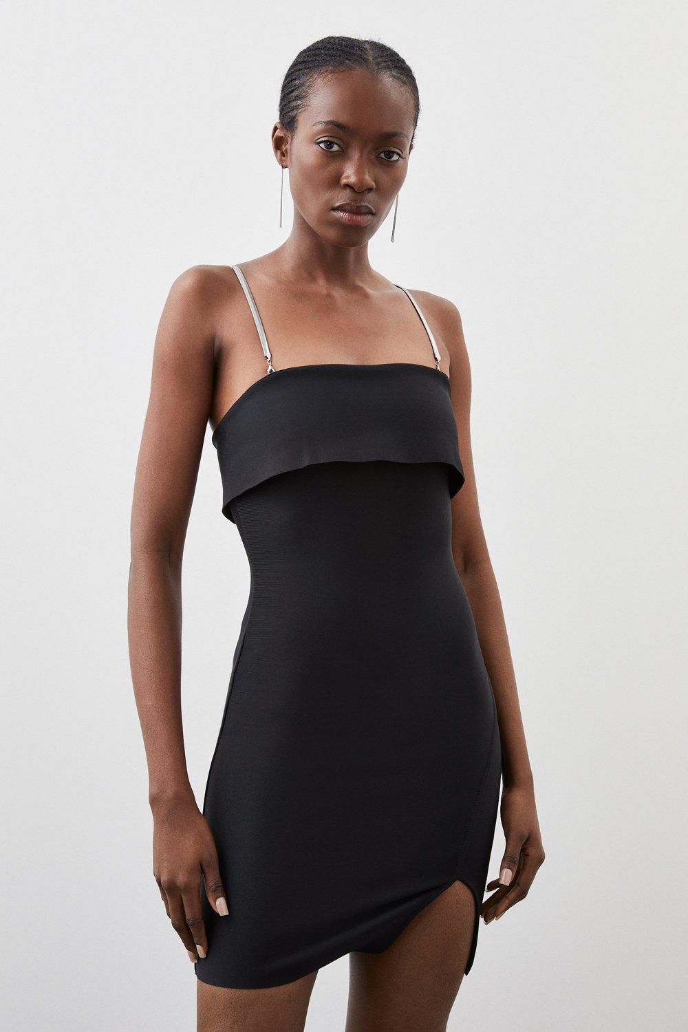 Figure Form Bandage Knit Chain Strap Mini Dress | Karen Millen