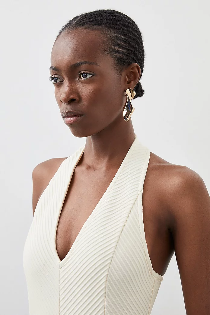 Figure Form Bandage Textured Knit Halter Top | Karen Millen Figure Form Bandage Textured Knit Halter Top | Karen Millen