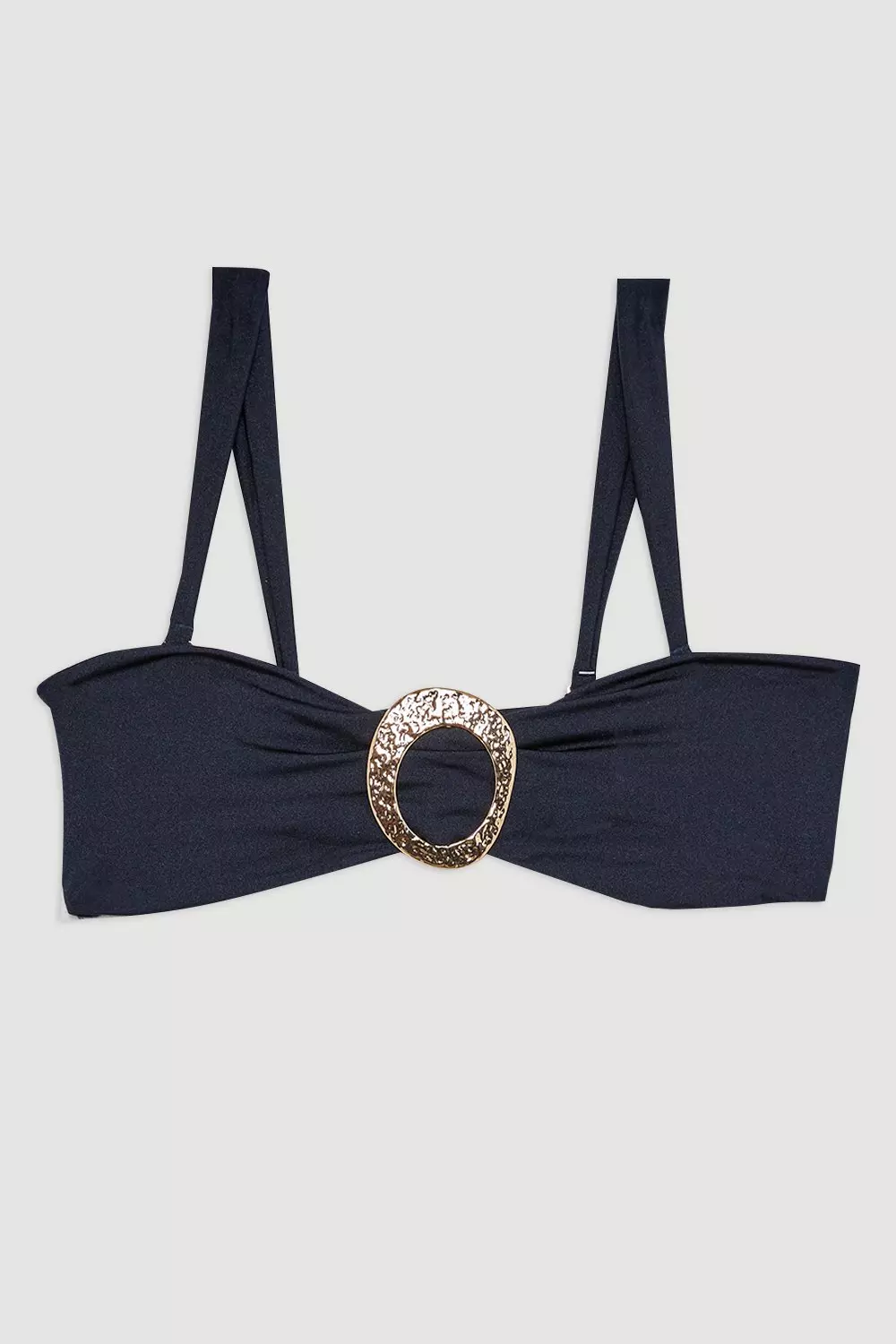 Navy Slinky Bandeau Trim Detail Bikini Top alternative image