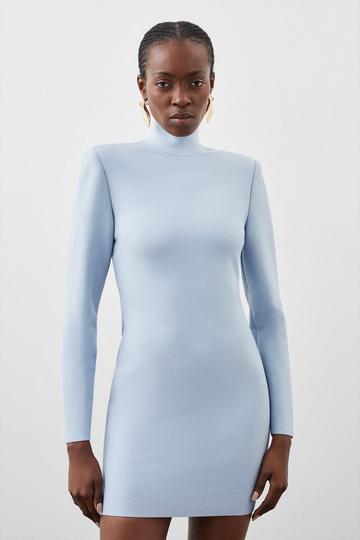 Figure Form Bandage Knit Mini Dress pale blue