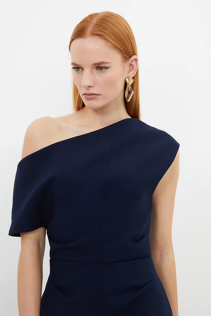 Compact Stretch Drop Shoulder Tailored Midi Dress | Karen Millen Compact Stretch Drop Shoulder Tailored Midi Dress | Karen Millen