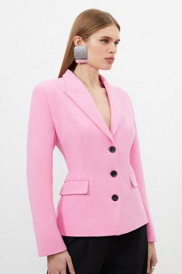 Pink Compact Stretched Tailored Darted Blazer