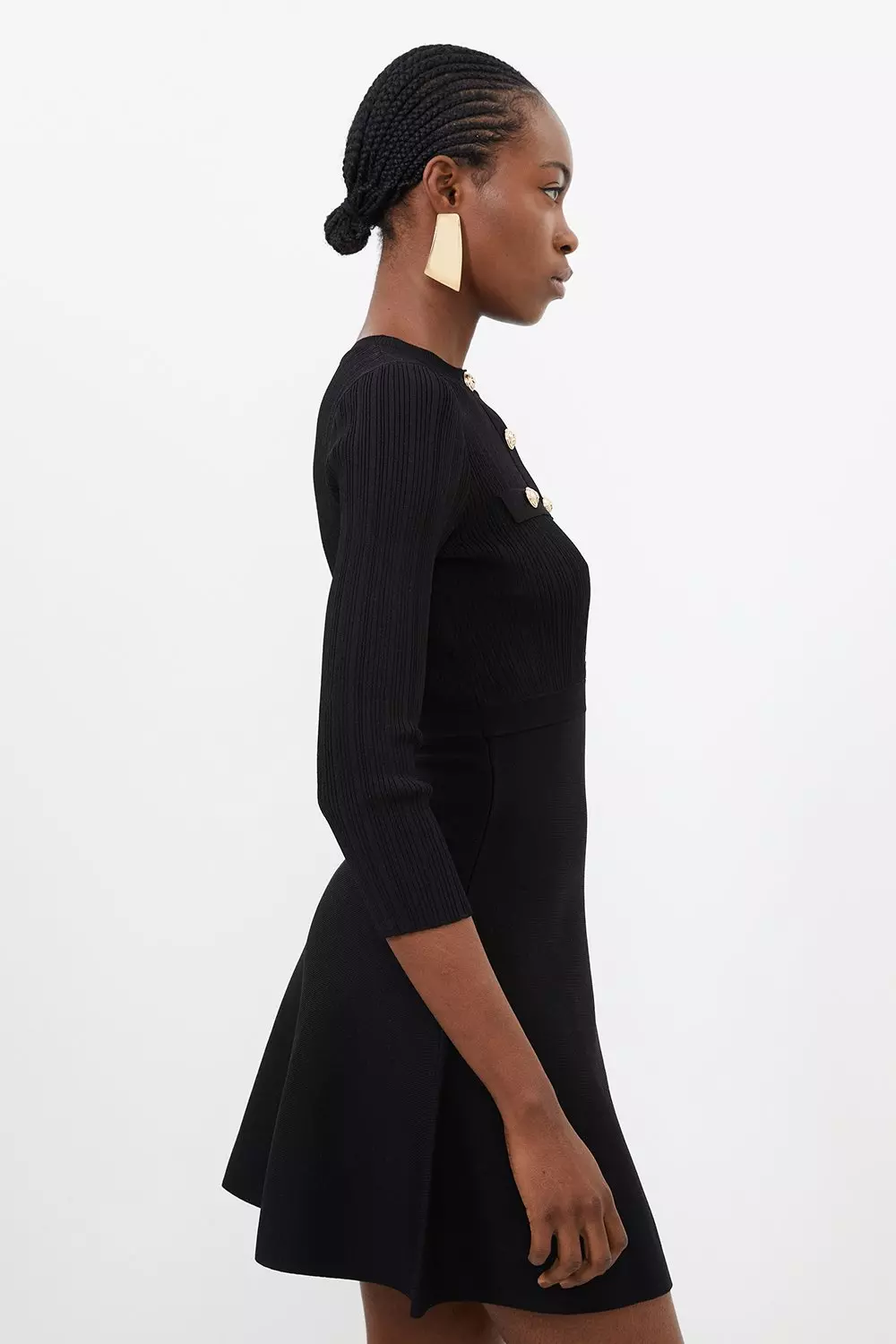 【KAREN MILLEN】ミリタリー トリム織り襟 ニット スケーター Brushed Jacquard Military Trim Knit Sweater | Karen Millen