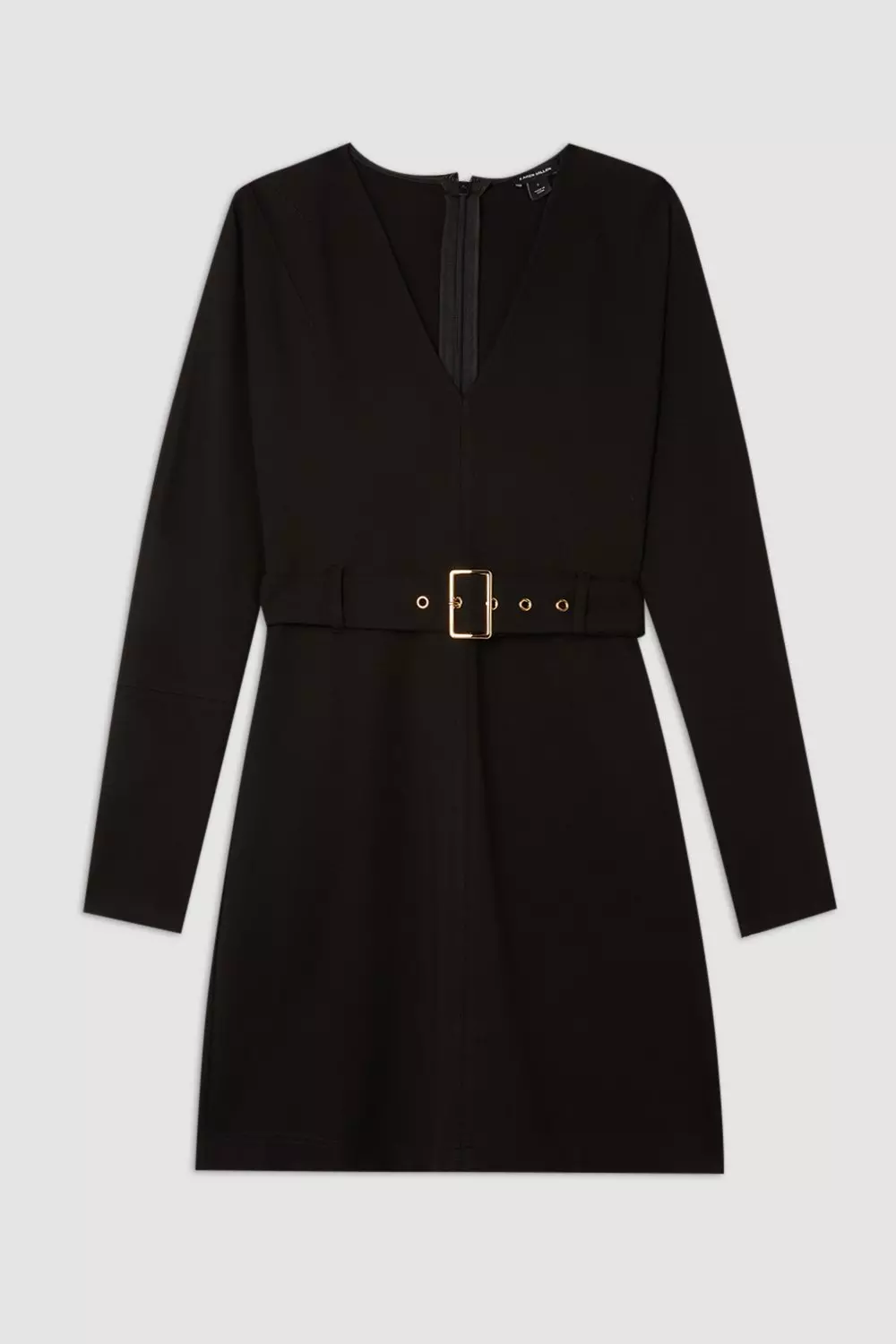 V Neck Belted Ponte Jersey Mini Dress | Karen Millen
