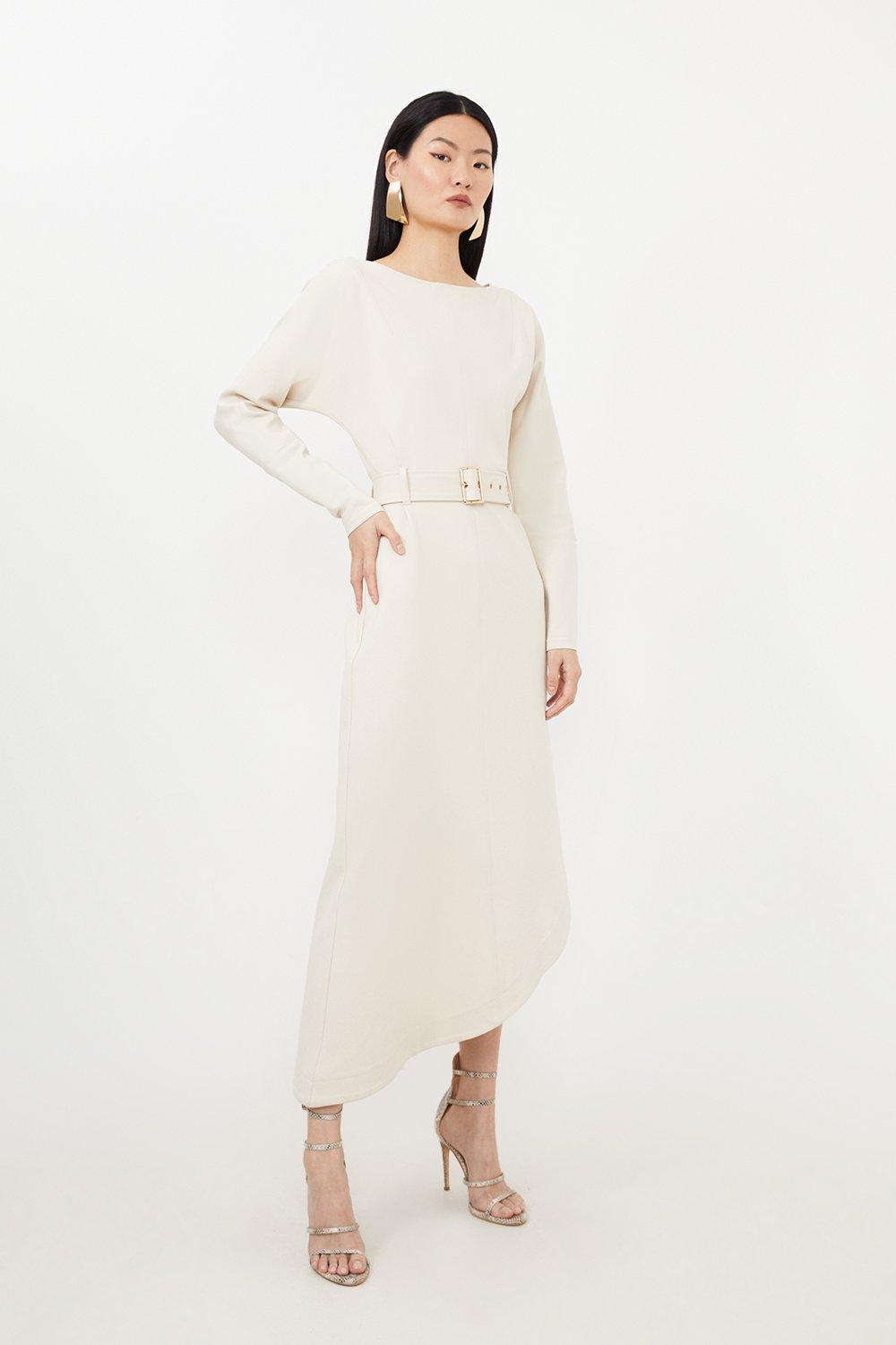 Waterfall Hem Belted Ponte Jersey Maxi Dress - Discount £36