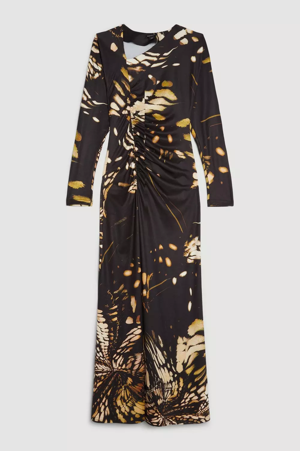 Butterfly Print Asymmetric Jersey Crepe Maxi Dress | Karen