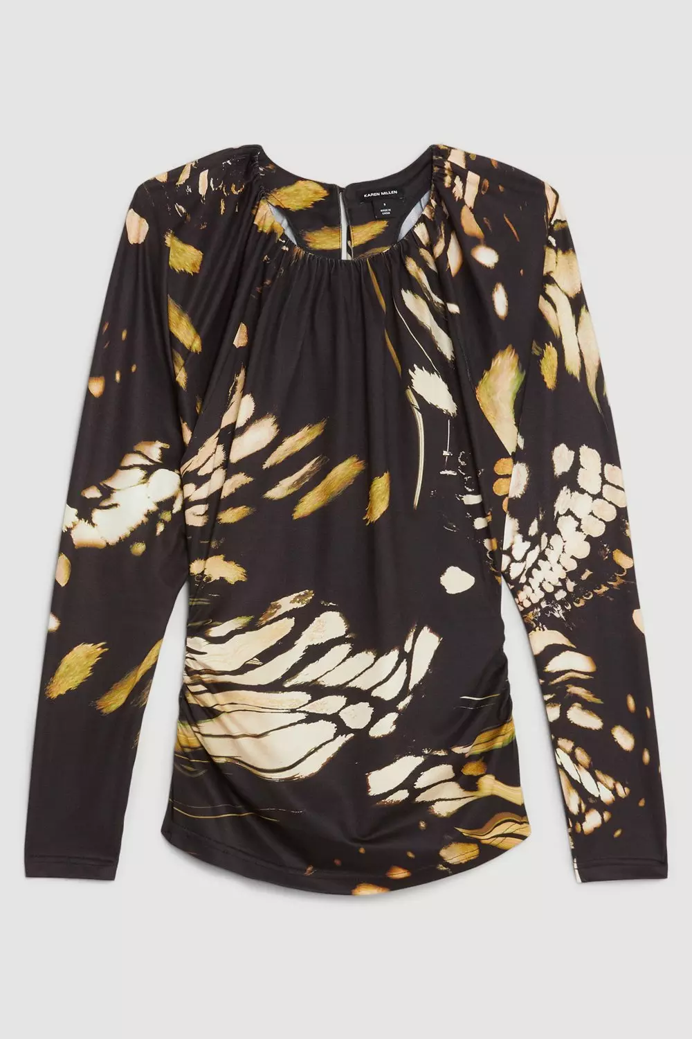 Butterfly Print Batwing Sleeve Jersey Crepe Top | Karen Millen
