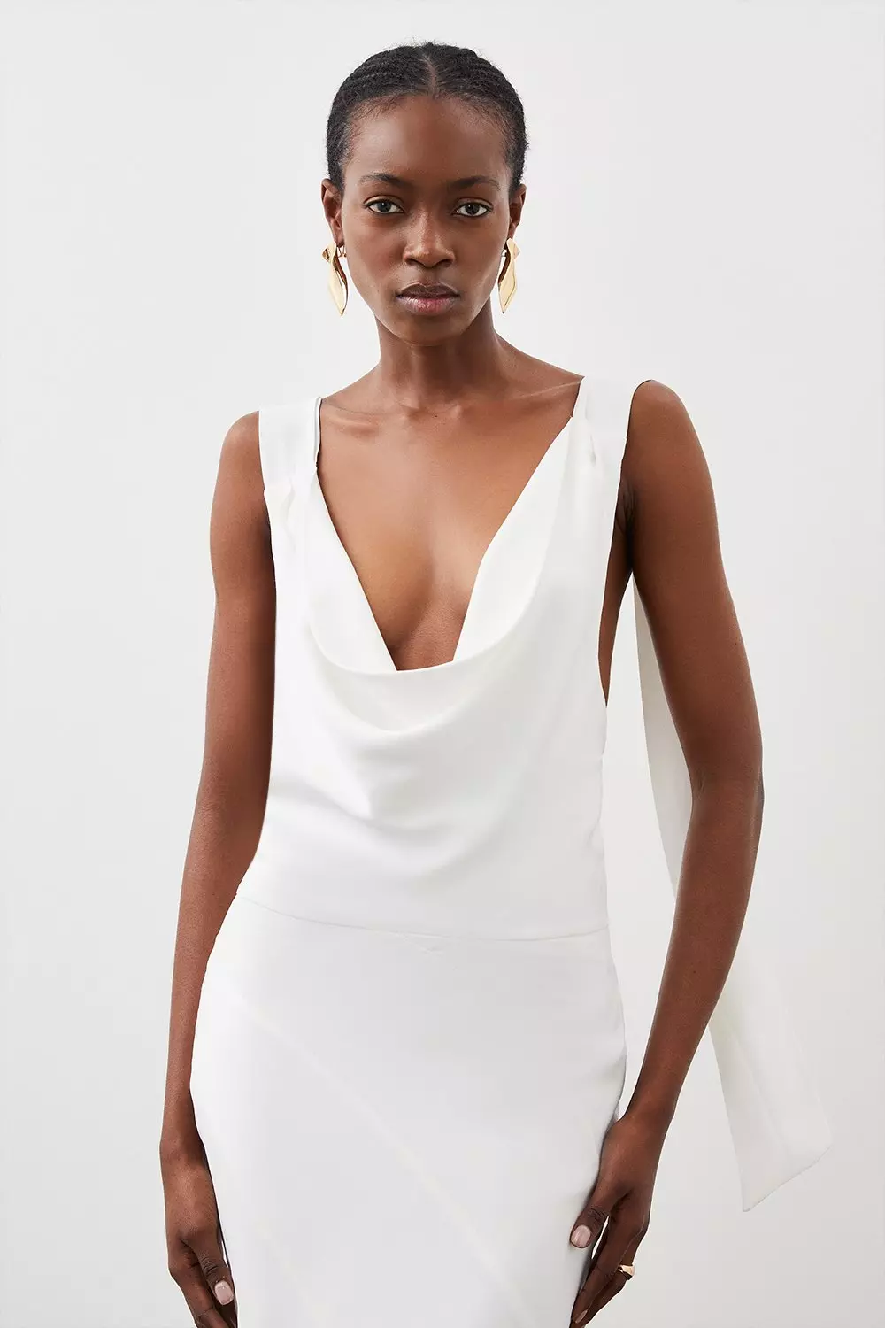 Ivory cowl neck dress best sale