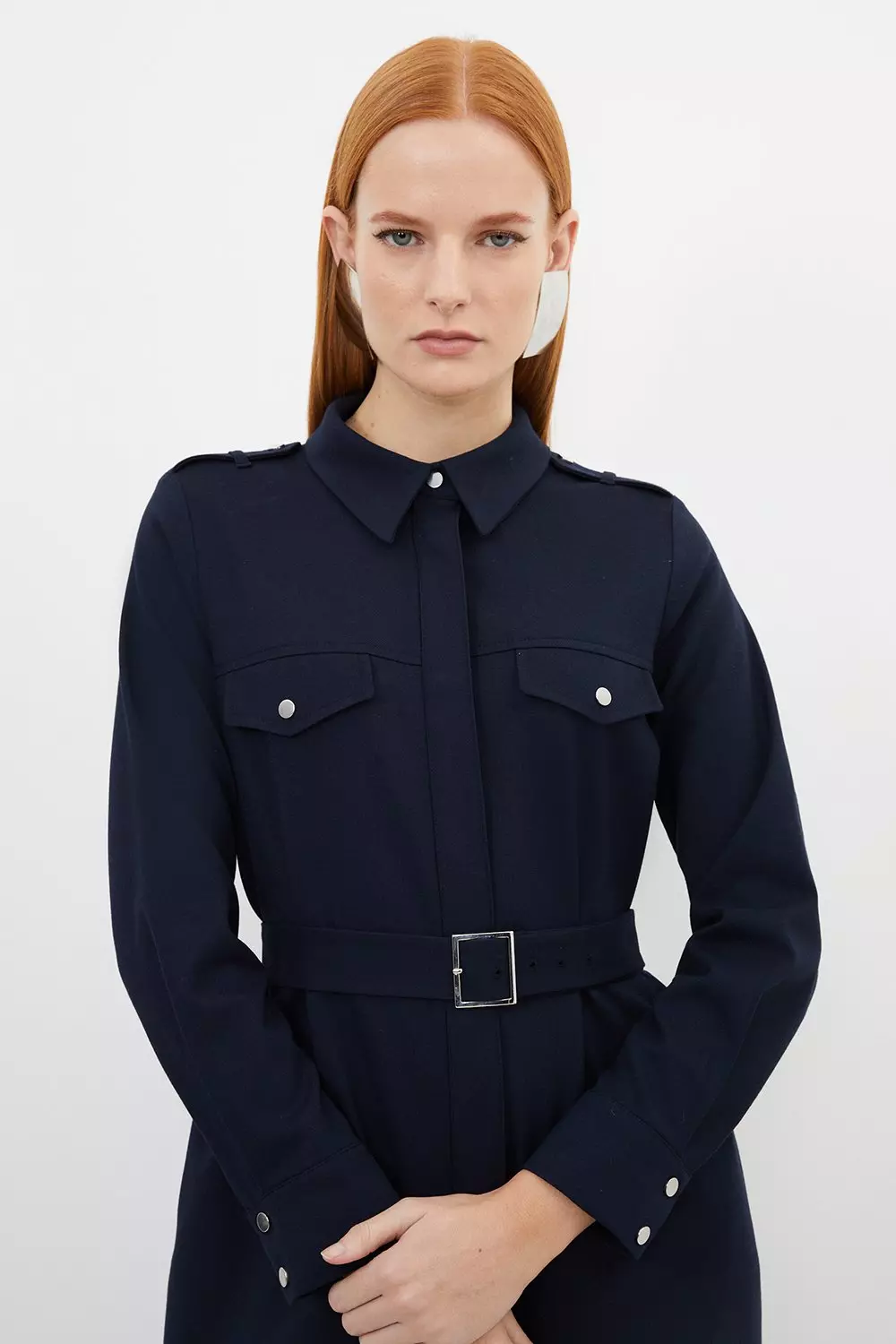 Indigo Tailored Flannel Long Sleeve Pocket Detail Shirt Dress alternative image