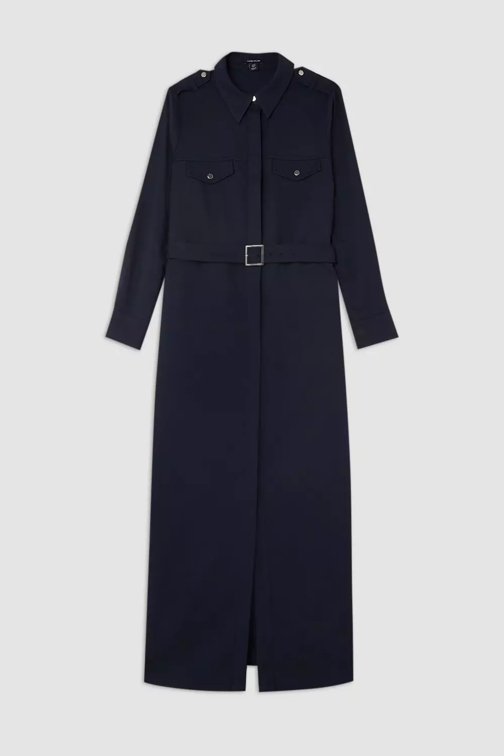 Indigo Tailored Flannel Long Sleeve Pocket Detail Shirt Dress alternative image
