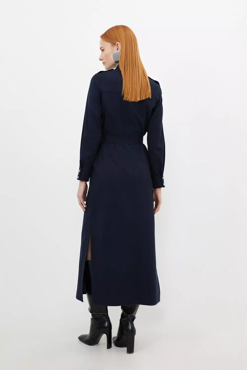 Indigo Tailored Flannel Long Sleeve Pocket Detail Shirt Dress alternative image