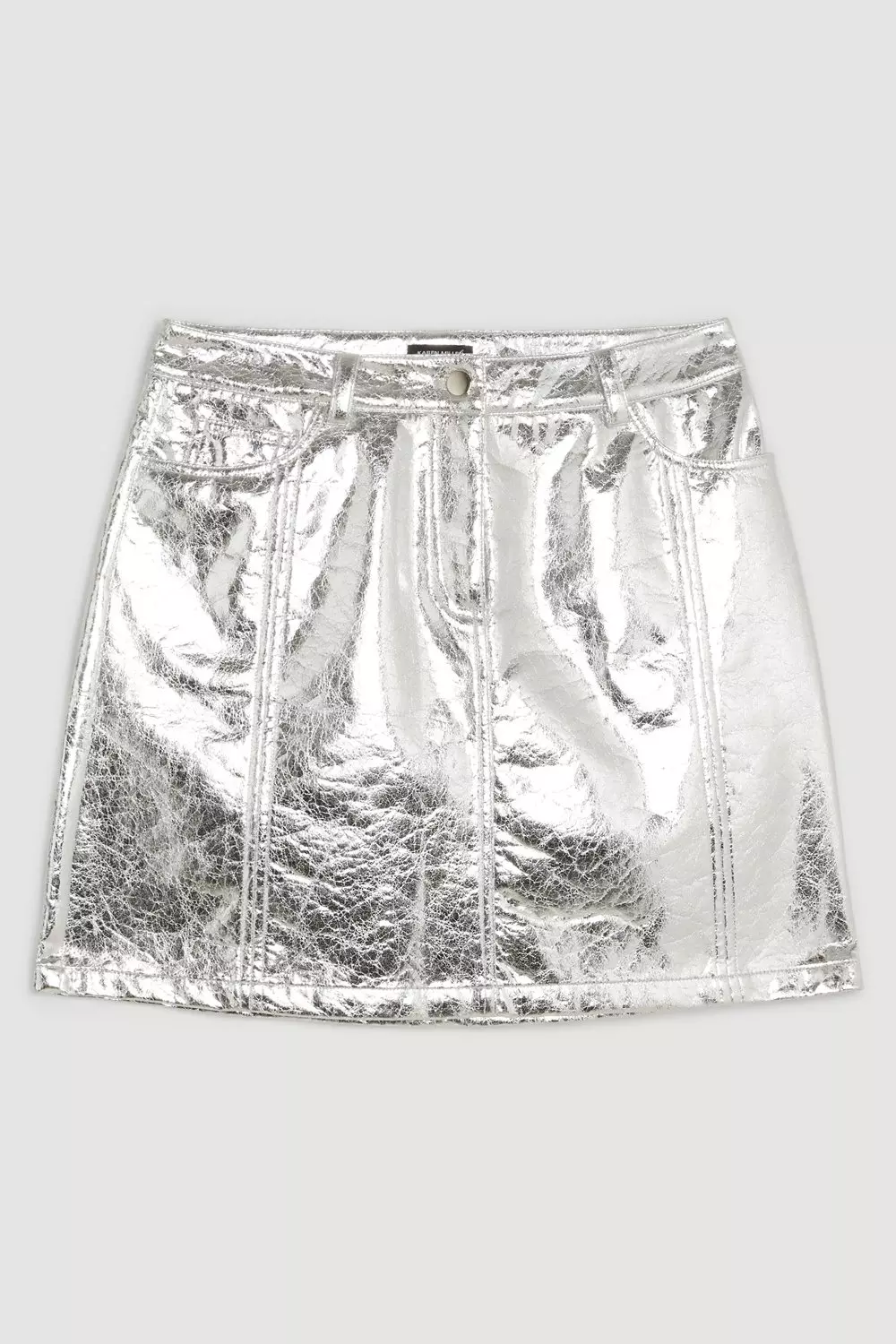 Silver Metallic Faux Leather Mini Skirt  alternative image