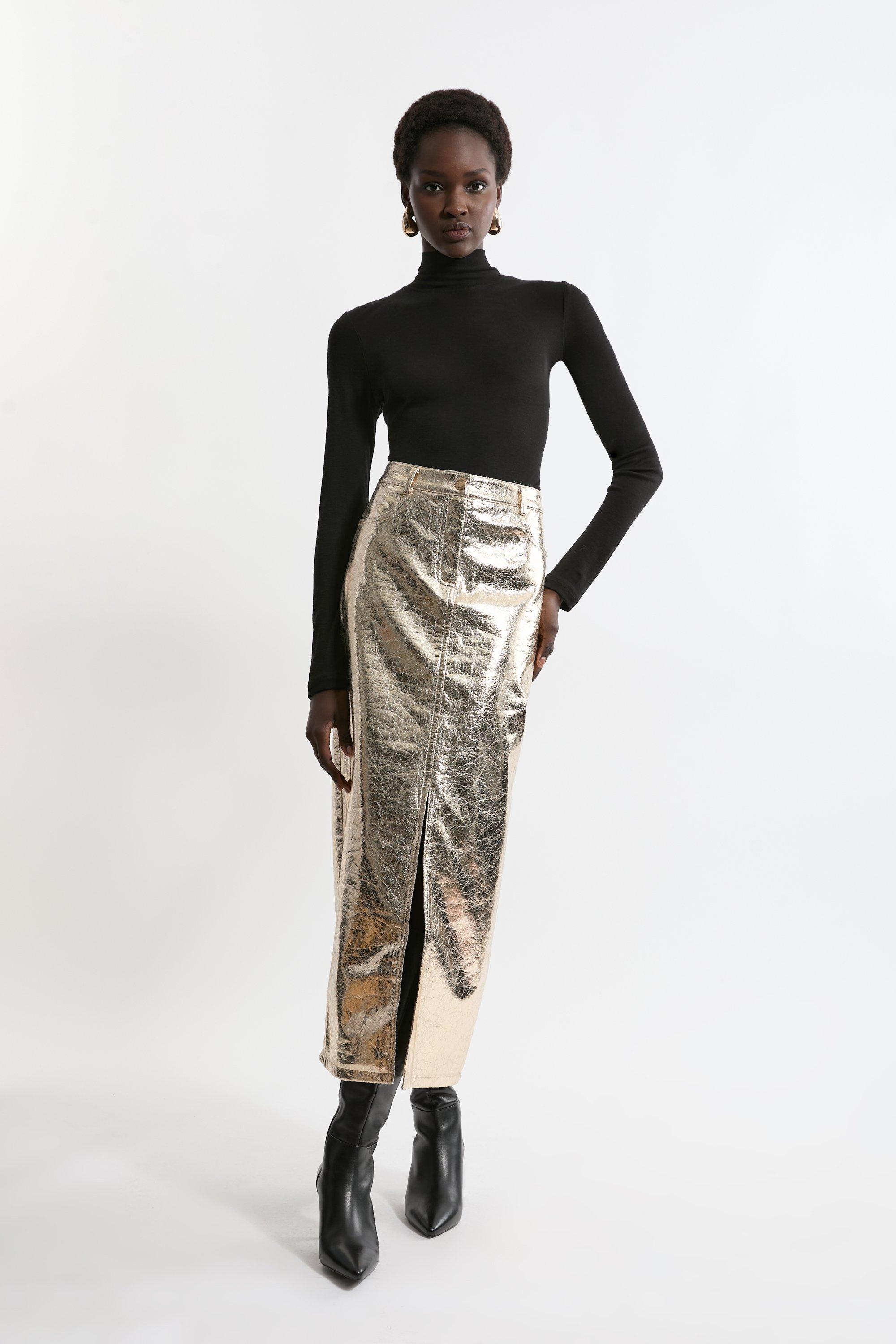 Karen millen metallic pleated skirt best sale