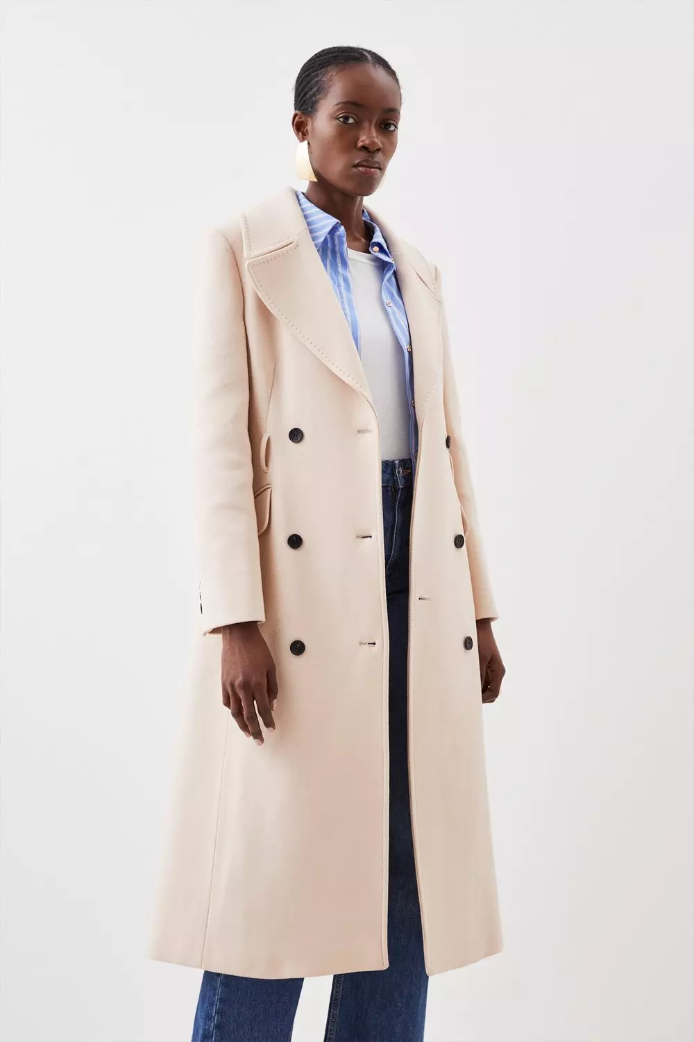 Tailored Self Belt Detail Midaxi Coat | Karen Millen