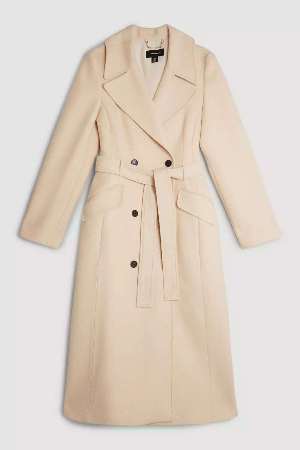 Tailored Self Belt Detail Midaxi Coat | Karen Millen