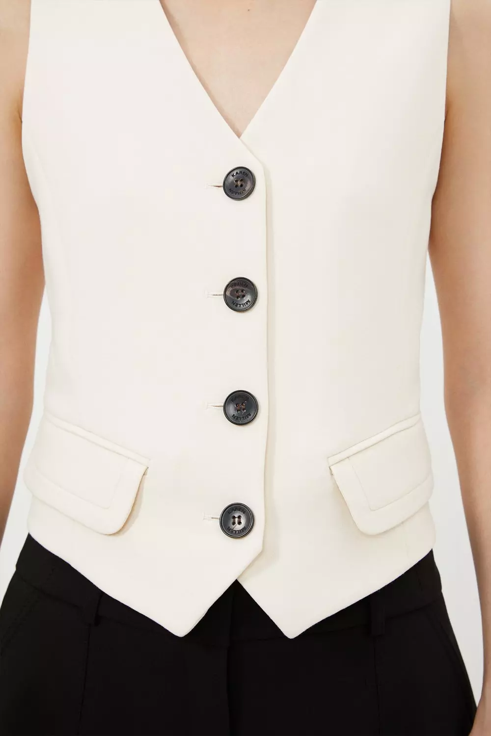 Compact Stretch Tailored Buttoned Vest | Karen Millen