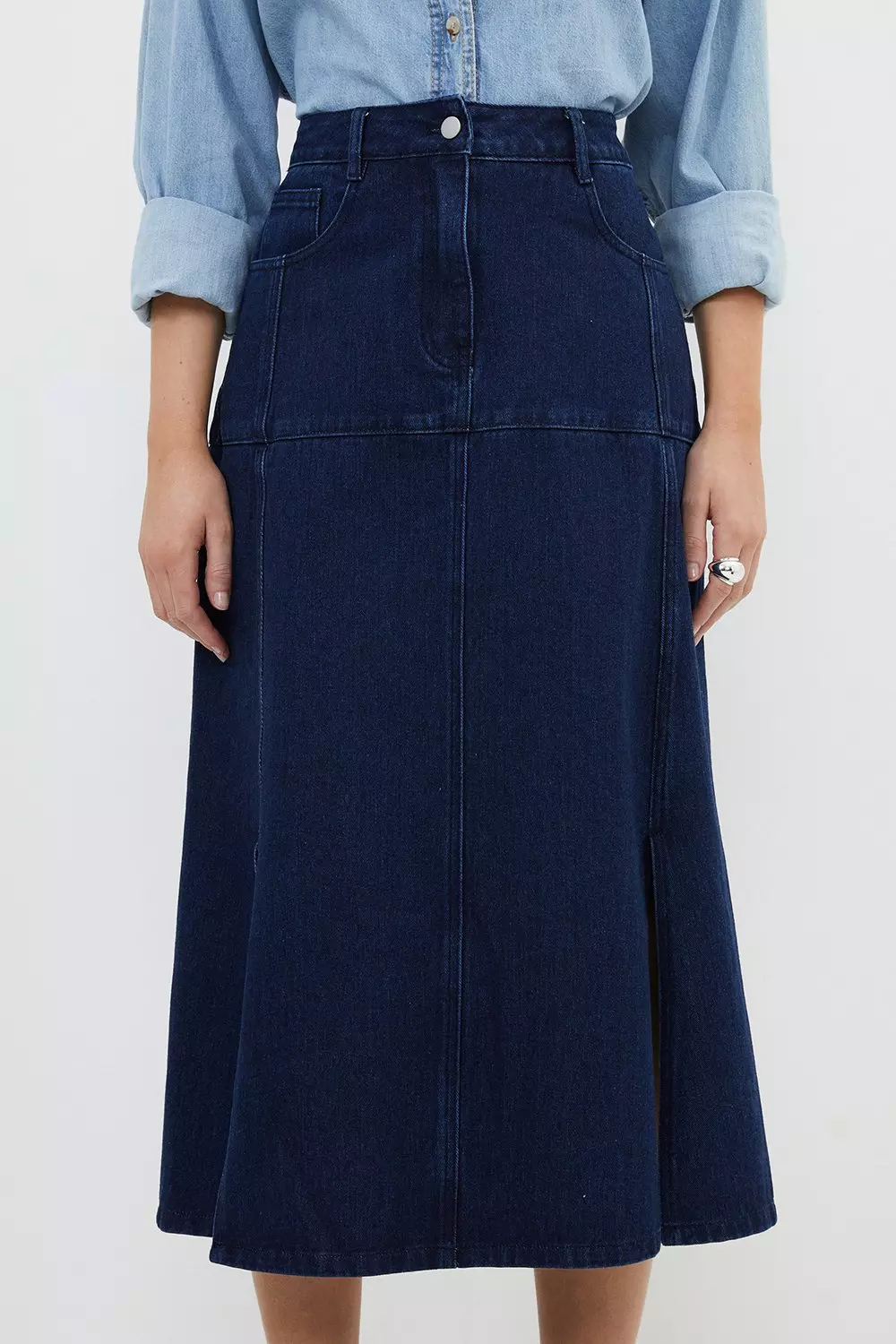 Karen millen denim midi skirt best sale