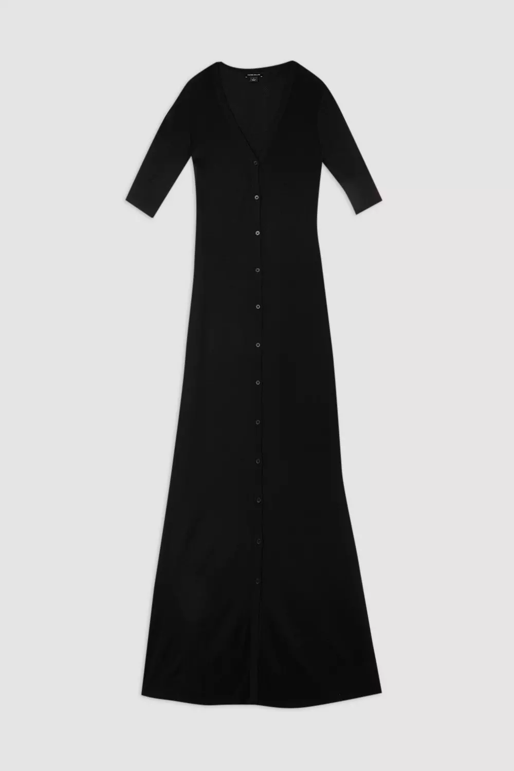 Viscose Blend Slinky Sheer Knit Button Front Maxi Dress