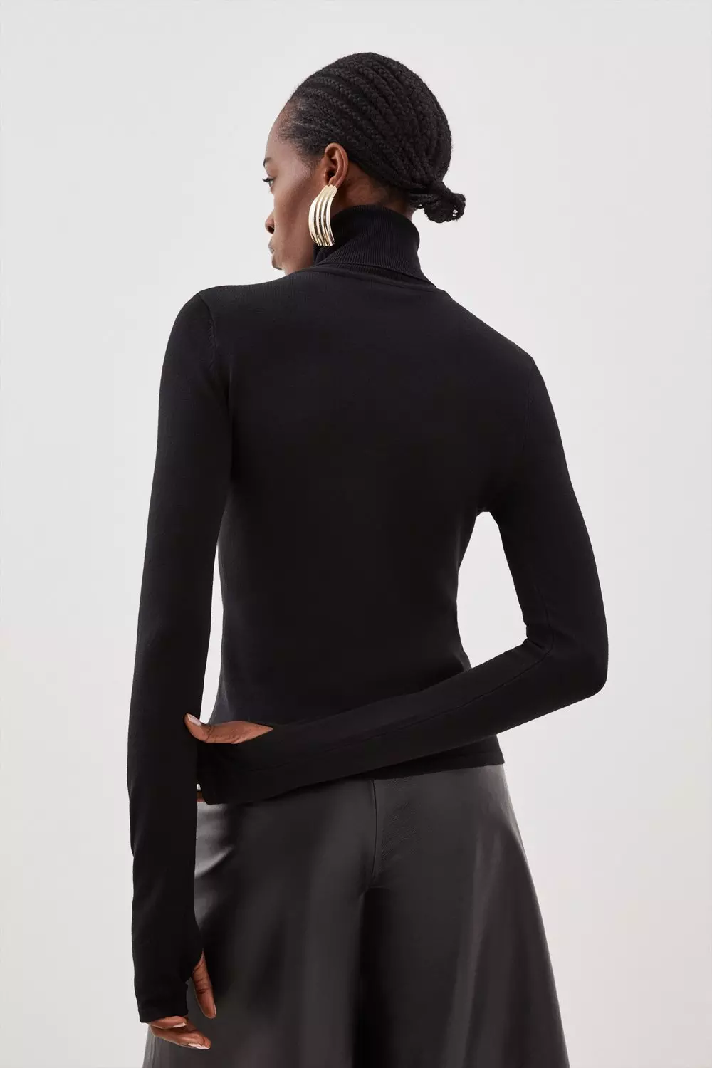 Viscose Blend Roll Neck Thumbhole Cuff Knit Jumper Karen Millen