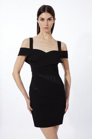 Ponte And Power Mesh Jersey Mini Dress black