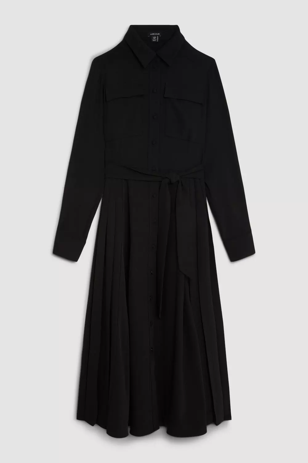 pon 様 ELENDEEK 24/AW/PADDED TAILORED JK Petite Soft Tailored Pleated Pocket Detail Midi Shirt Dress