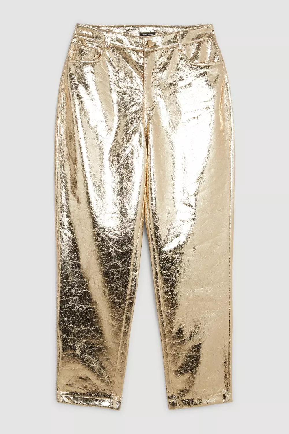 Tall Metallic Faux Leather Straight Pants | Karen Millen