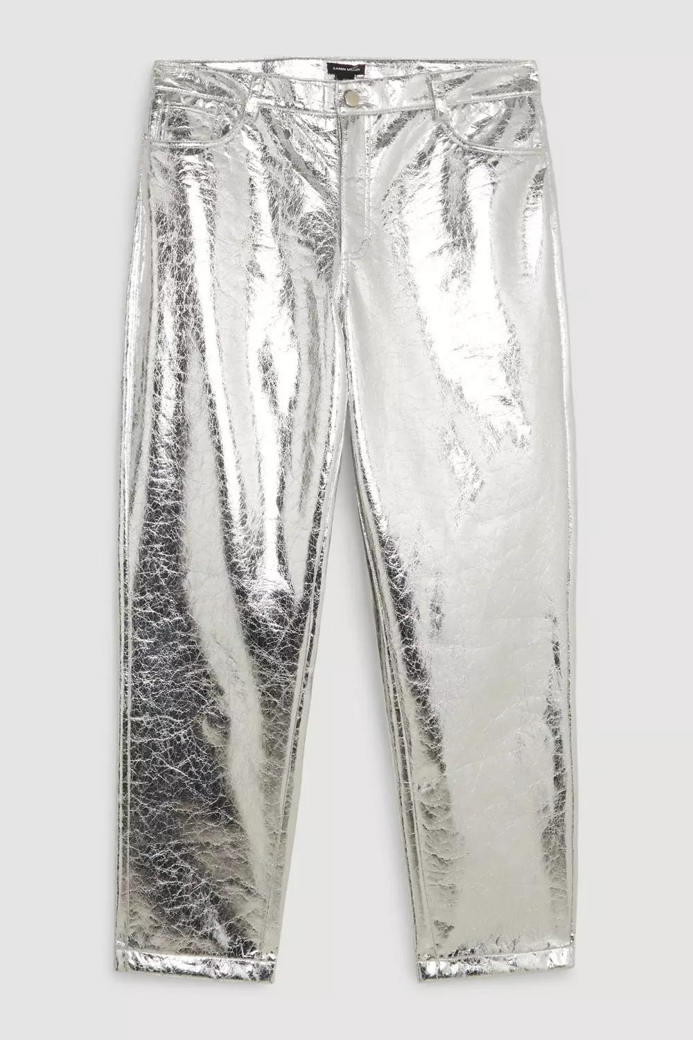 Tall Metallic Faux Leather Straight Pants | Karen Millen