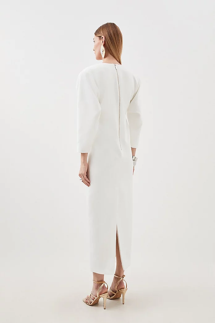 Petite Compact Stretch Tailored Ruched Sleeve Maxi Dress Petite Compact Stretch Tailored Ruched Sleeve Maxi Dress