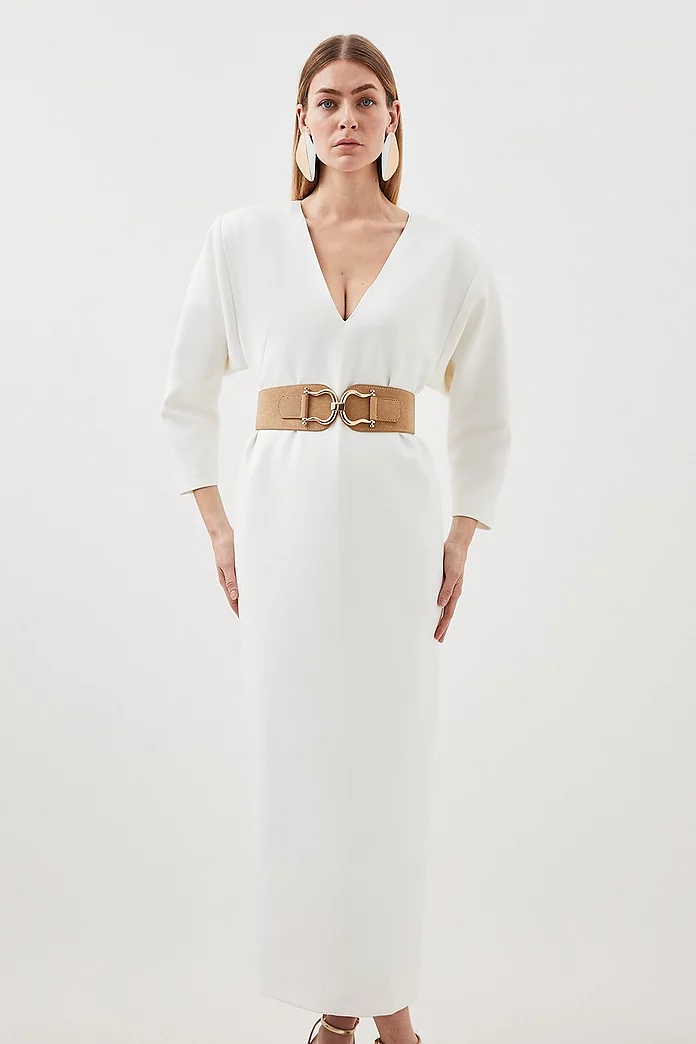 Petite Compact Stretch Tailored Ruched Sleeve Maxi Dress Petite Compact Stretch Tailored Ruched Sleeve Maxi Dress