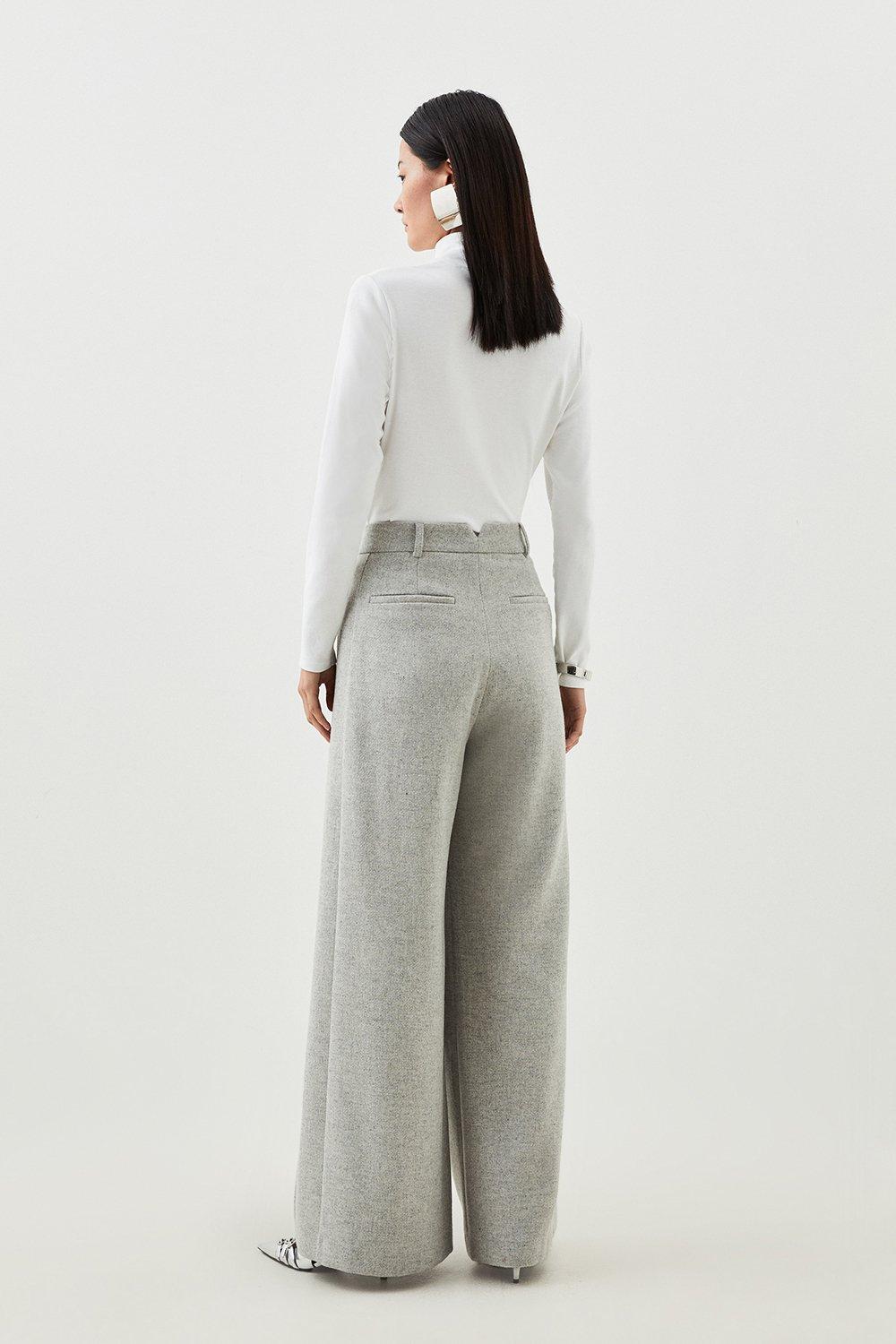 Wool-blend wide-leg pants