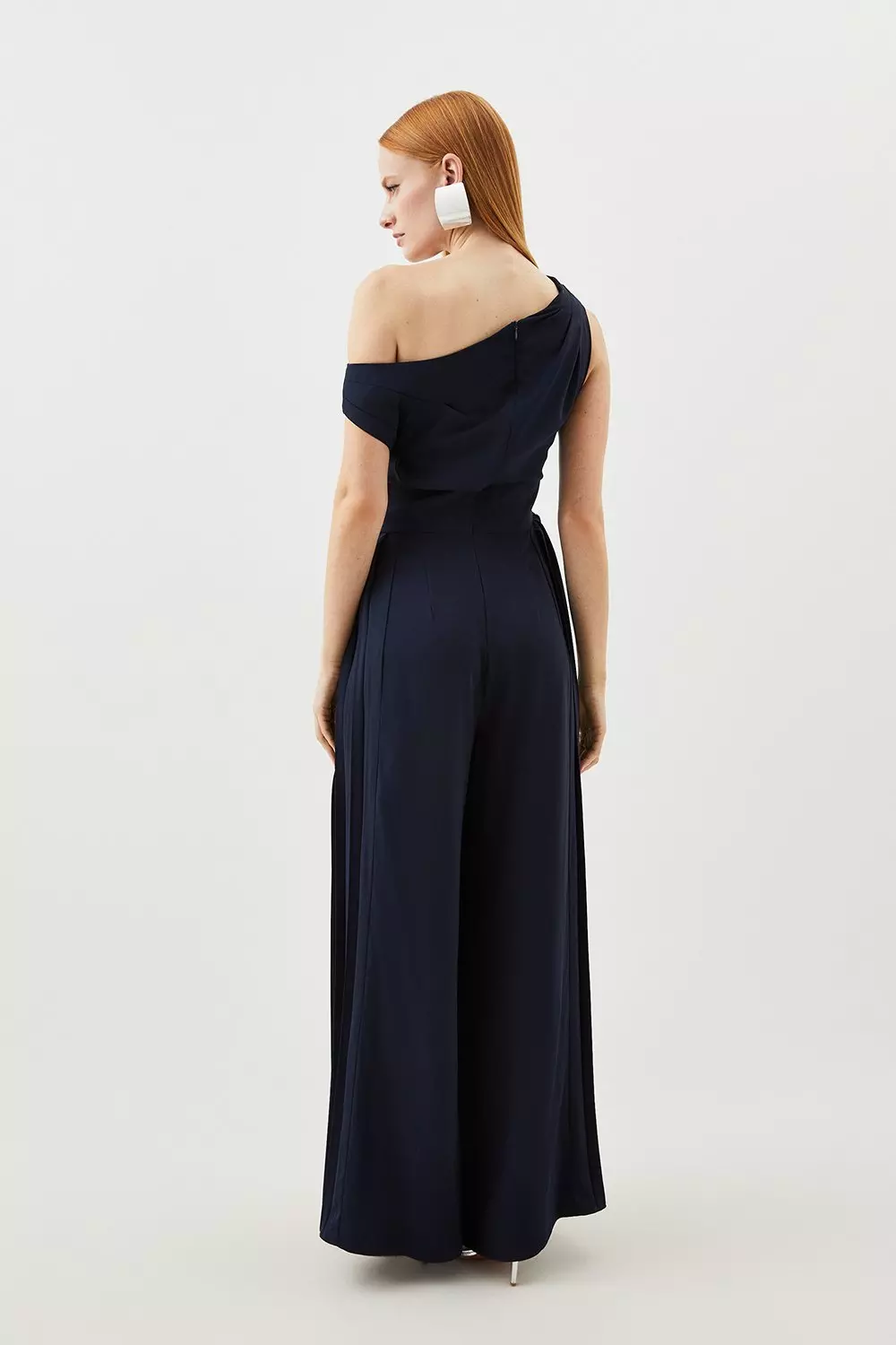 Soft Tailored Off Shoulder Pleat Detail Jumpsuit | Karen Millen