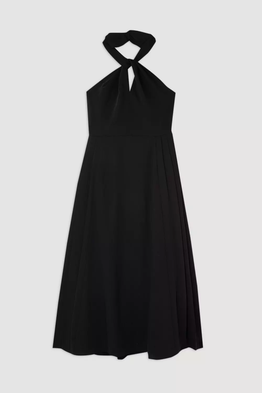 Soft Tailored Halter Tie Neck Pleat Detail Midi Dress Karen Millen