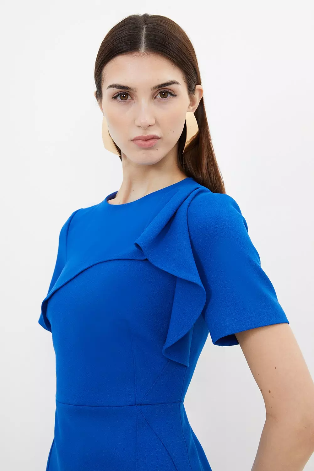 Karen millen blue ruffle detail dress sales