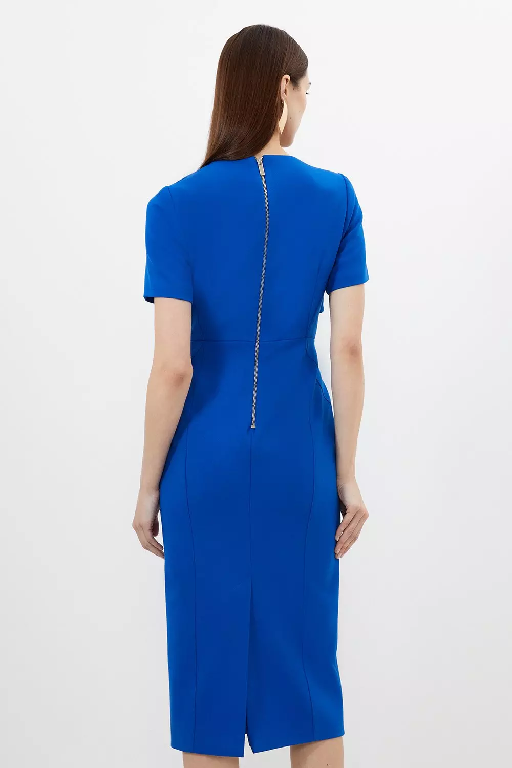 Karen millen blue ruffle detail dress online