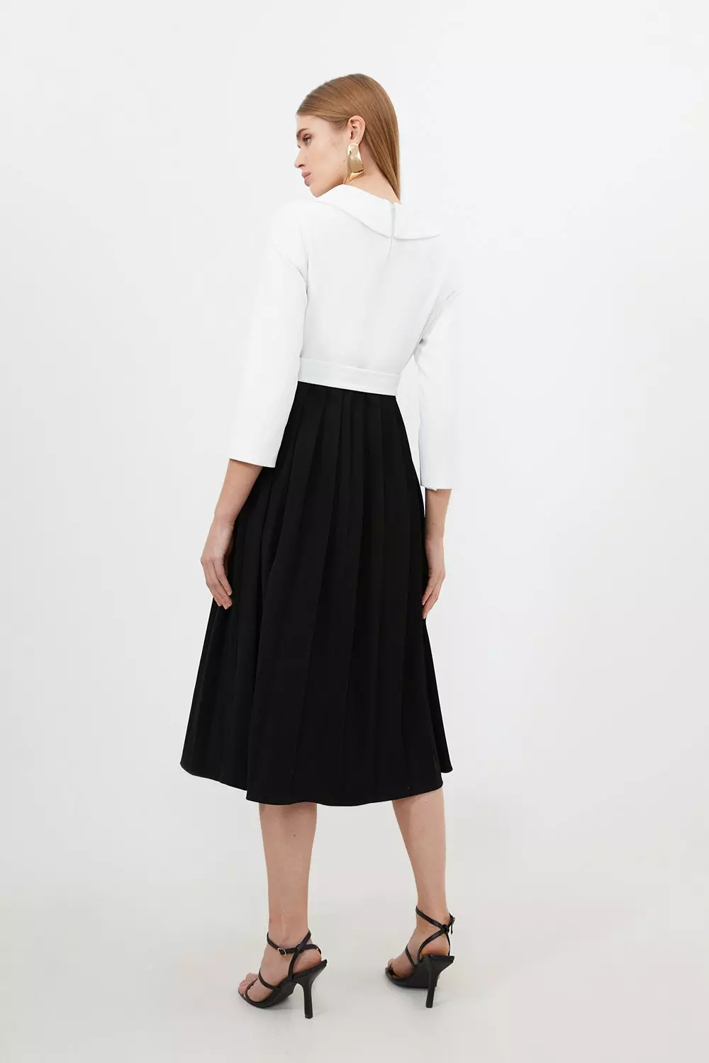 日本未入荷★Karen Millen モノクロフレアワンピース　uk6 日本未入荷☆Karen Millen 七分袖ペンシルワンピース ワンピース