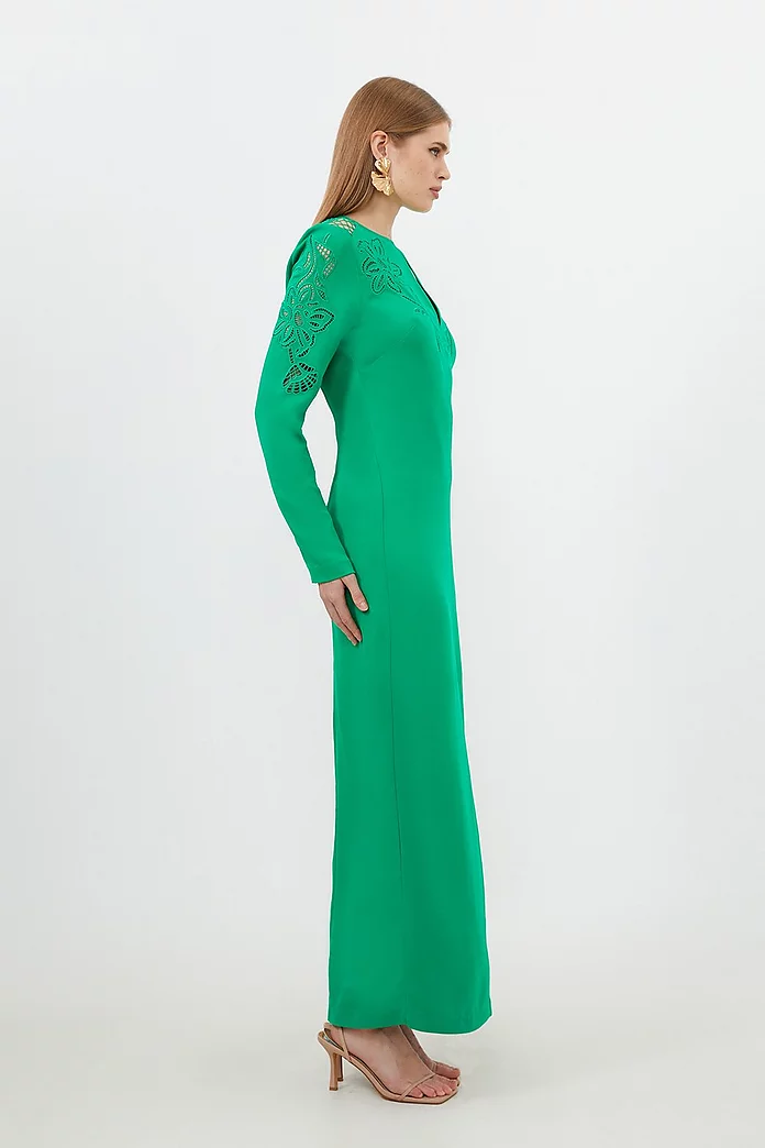 Tall Premium Cady Cutwork Long Sleeve Woven Maxi Dress Tall Premium Cady Cutwork Long Sleeve Woven Maxi Dress