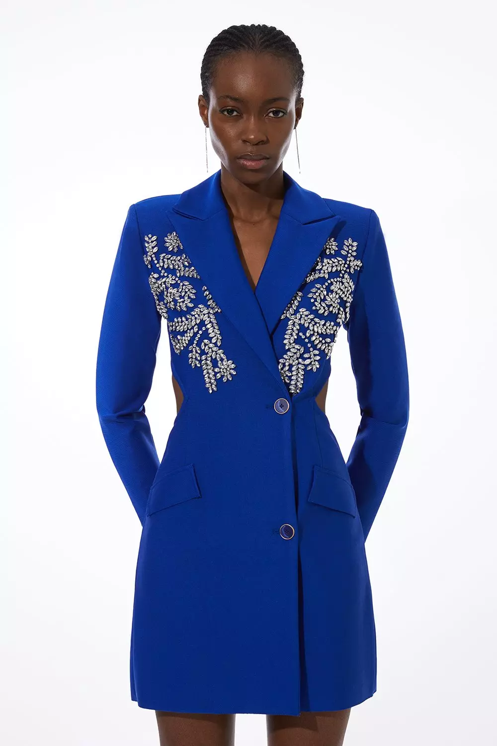 Embellished Figure Form Bandage Cut Out Back Blazer Dress | Karen Millen