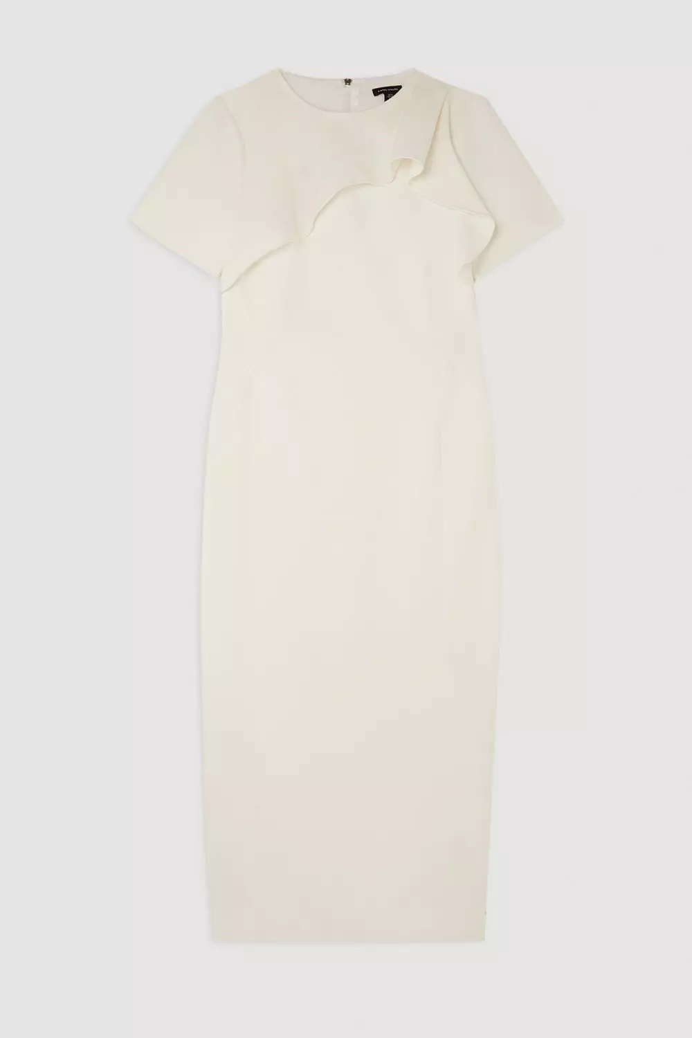 Ivory Petite Tailored Structured Crepe Ruffle Pencil Midi Dress alternative image
