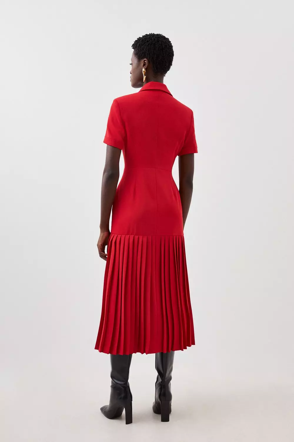 Tall Pleated Woven Midi Blazer Dress | Karen Millen