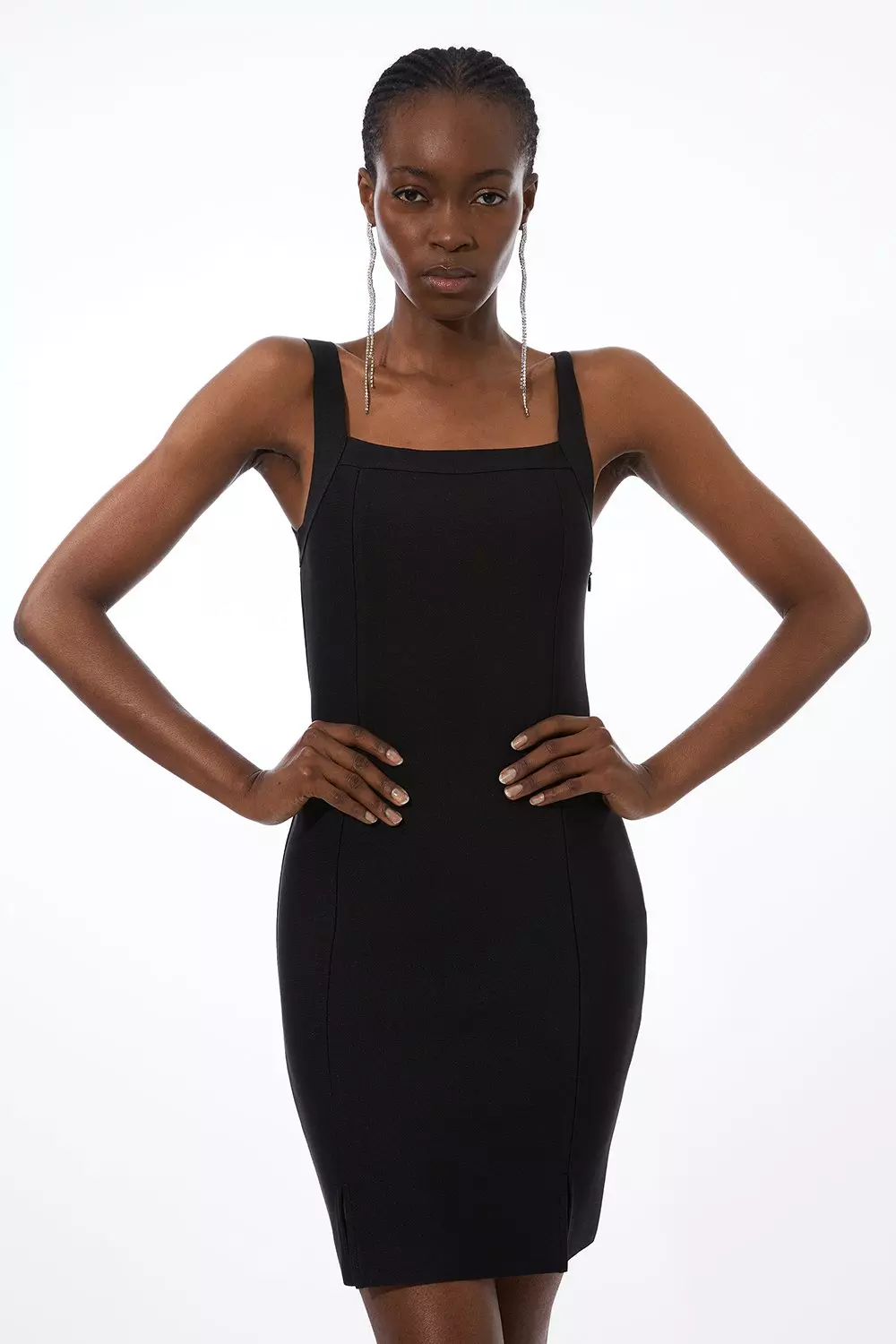 Bandage Figure Form Square Neck Knit Mini Dress | Karen Millen