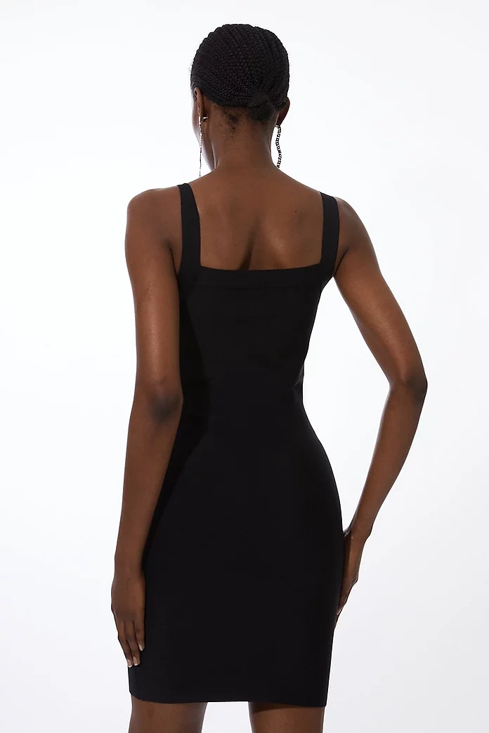 Bandage Figure Form Square Neck Knit Mini Dress | Karen Millen Bandage Figure Form Square Neck Knit Mini Dress | Karen Millen