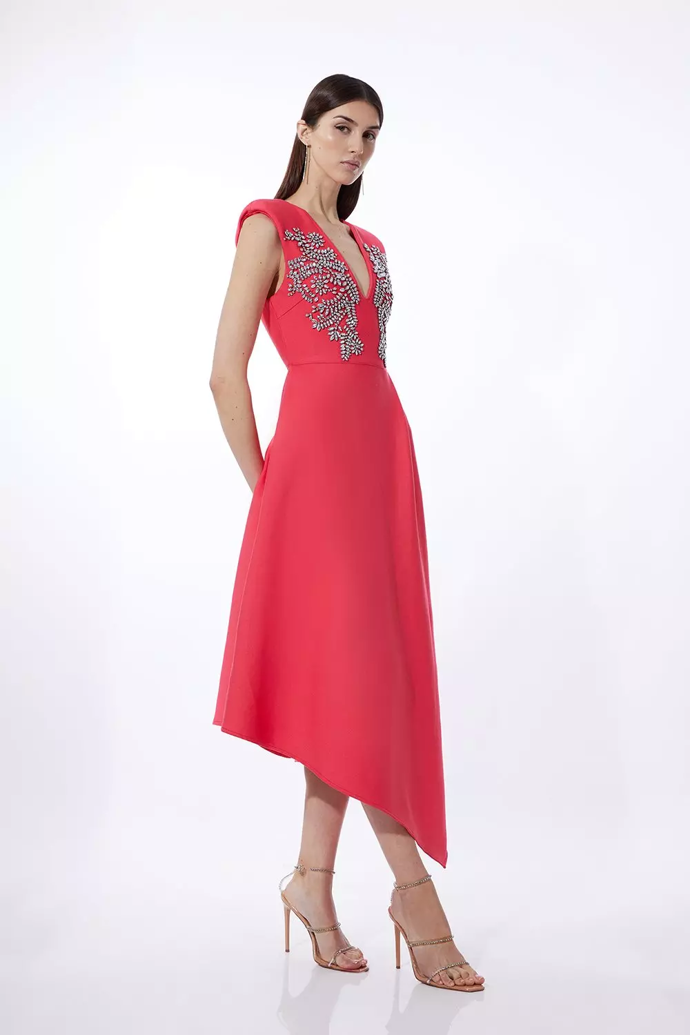 Embellished Bandage Figure Form Knit Sleeveless Midaxi Dress | Karen Millen