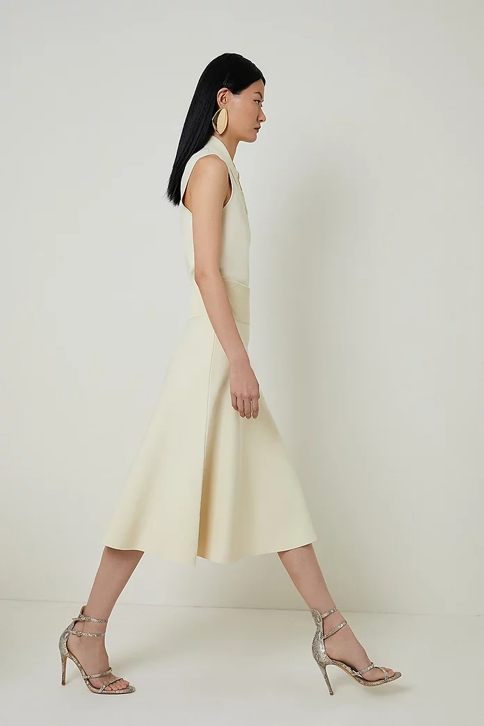 Viscose Blend Milano Knit Full Midi Skirt | Karen Millen Viscose Blend Milano Knit Full Midi Skirt | Karen Millen