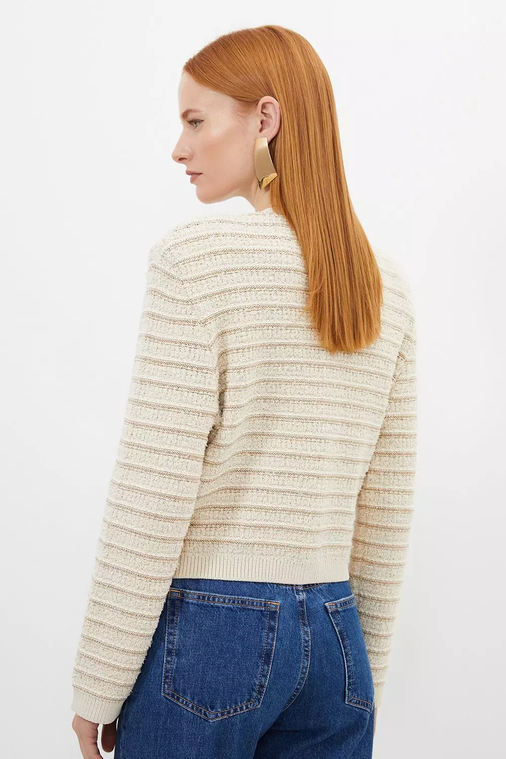 Textured Military Trim Knit Jacket | Karen Millen