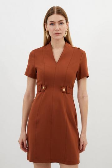 Ponte Belted Jersey Mini Dress cinnamon