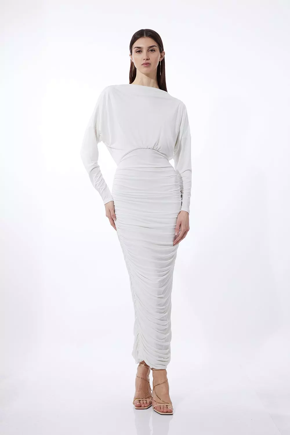 Open Back Cowl Drapey Jersey Crepe Maxi Dress Karen Millen