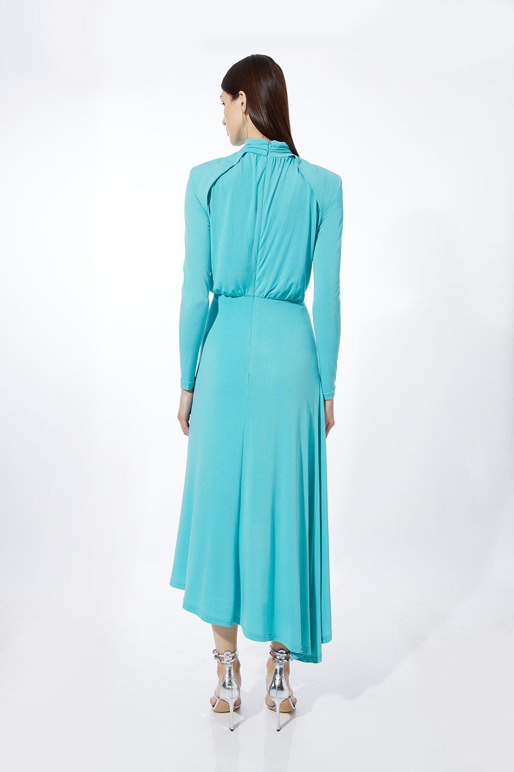 Petite Knot Waist Drapey Jersey Crepe Maxi Dress | Karen Millen