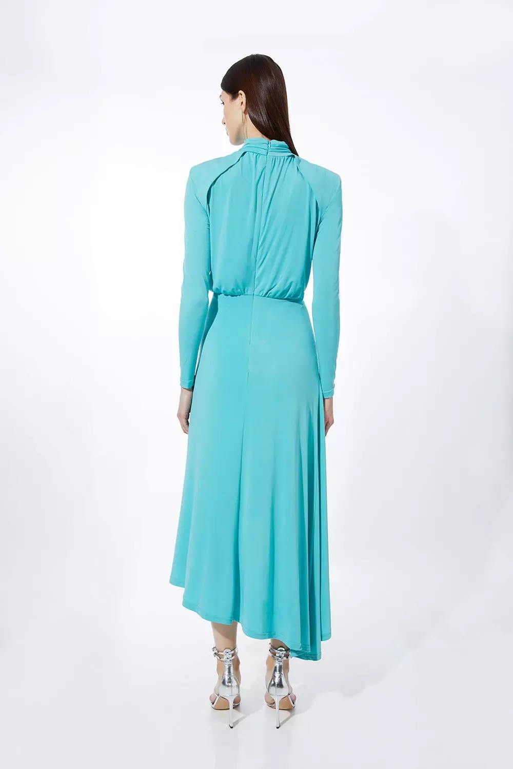Aqua Knot Waist Drapey Jersey Crepe Midi Dress alternative image